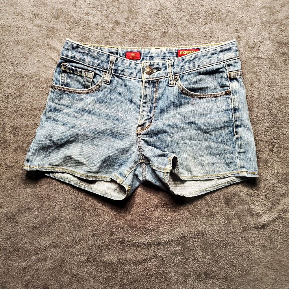 Y2K Express Jean Shorts Mia Micro Medium Wash High Rise Size 4